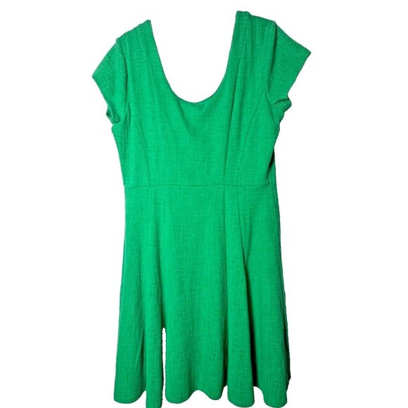 ANTHROPOLOGIE MAEVE GREEN FIT & FLARE NOVA TEXTURED DRESS SZ L NWT SHORT SLEEVE - Picture 7 of 11